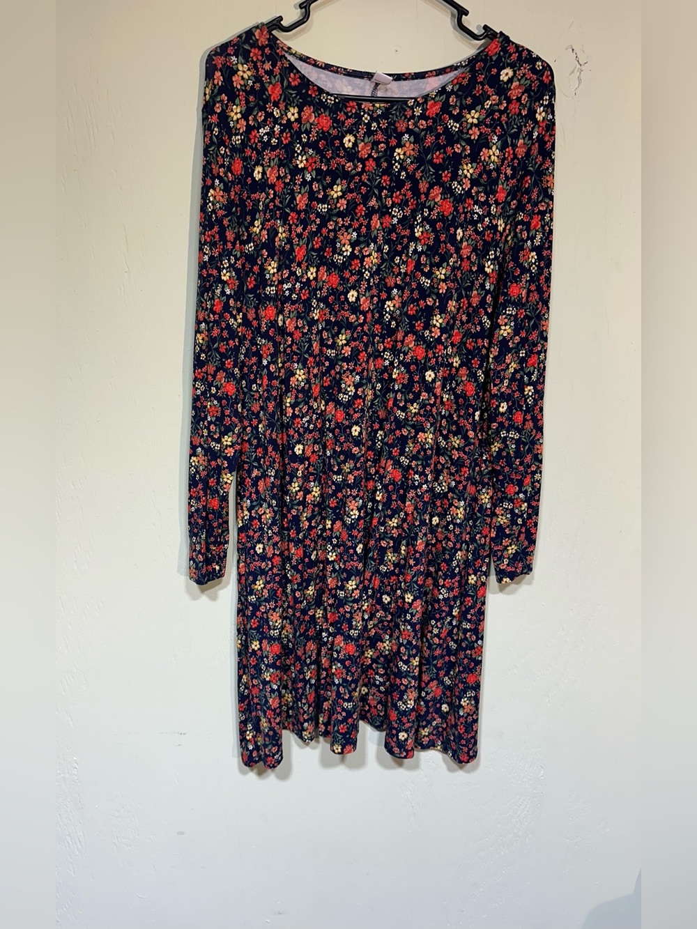 Old navy cotton viscose blend floral print long sleeve stretch dress xl